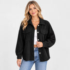 Women's Lapel Jacket - Single Breasted Loose Fit Style
