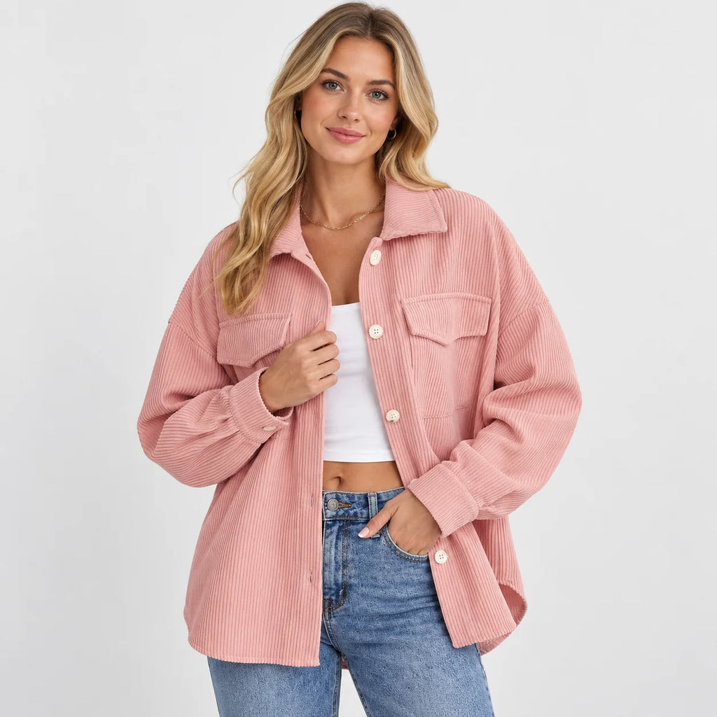 Women's Lapel Jacket - Single Breasted Loose Fit Style