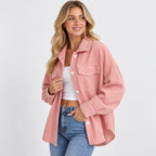 Women's Lapel Jacket - Single Breasted Loose Fit Style