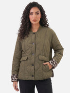 Women’s Leopard Trim Jacket – Elegant Autumn Style