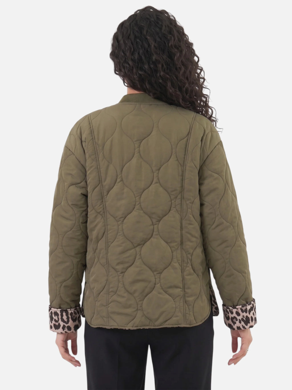 Women’s Leopard Trim Jacket – Elegant Autumn Style