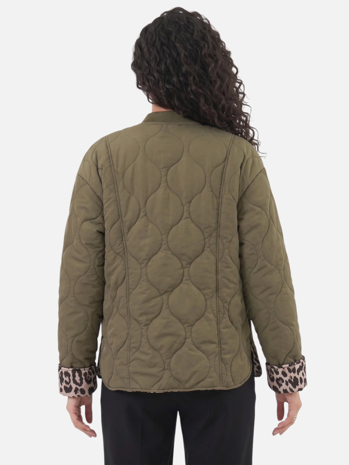 Women’s Leopard Trim Jacket – Elegant Autumn Style