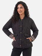 Women’s Leopard Trim Jacket – Elegant Autumn Style