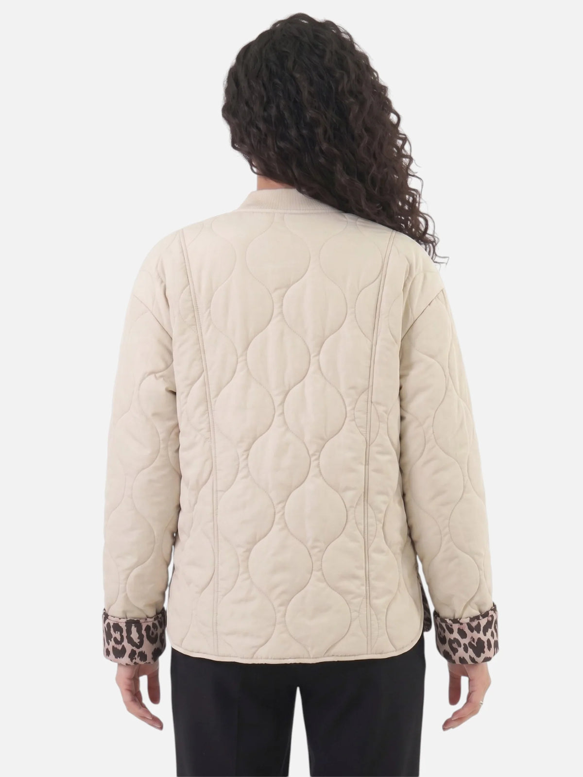 Women’s Leopard Trim Jacket – Elegant Autumn Style