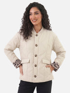 Women’s Leopard Trim Jacket – Elegant Autumn Style