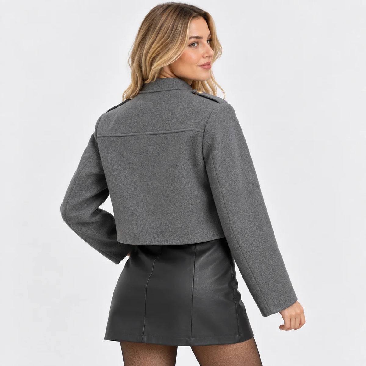 Women's Lined Jacket - Button Front Round Neck