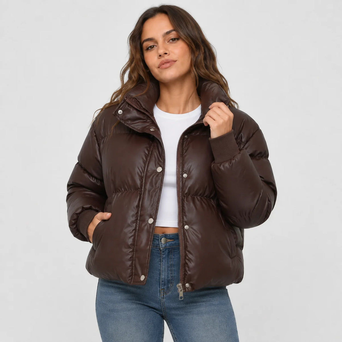 Women's Puffer Jacket - Warm Winter Coat Loose Fit with Pockets