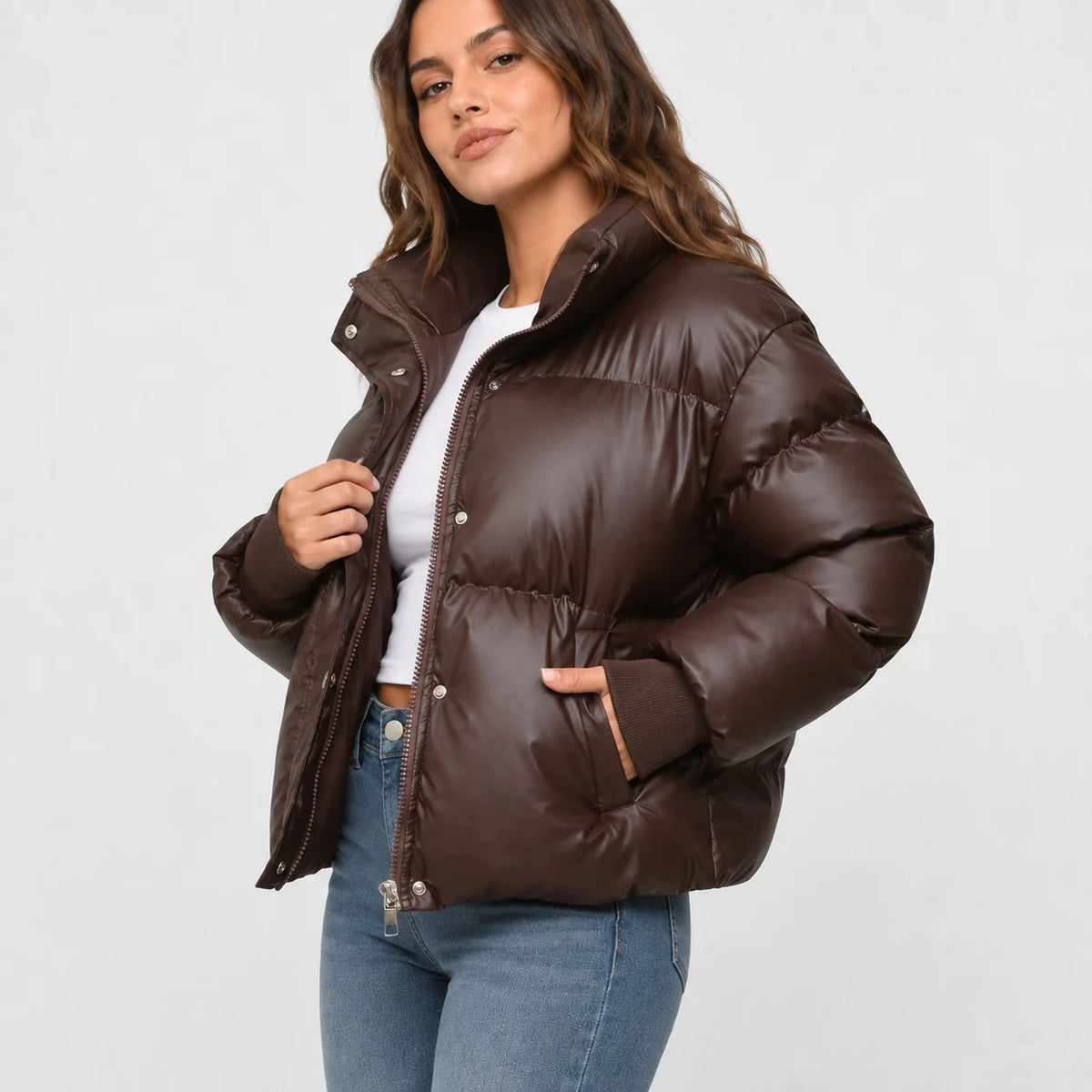 Women's Puffer Jacket - Warm Winter Coat Loose Fit with Pockets