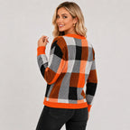 Women's Pullover Sweater - Patchwork Crew Neck Knit