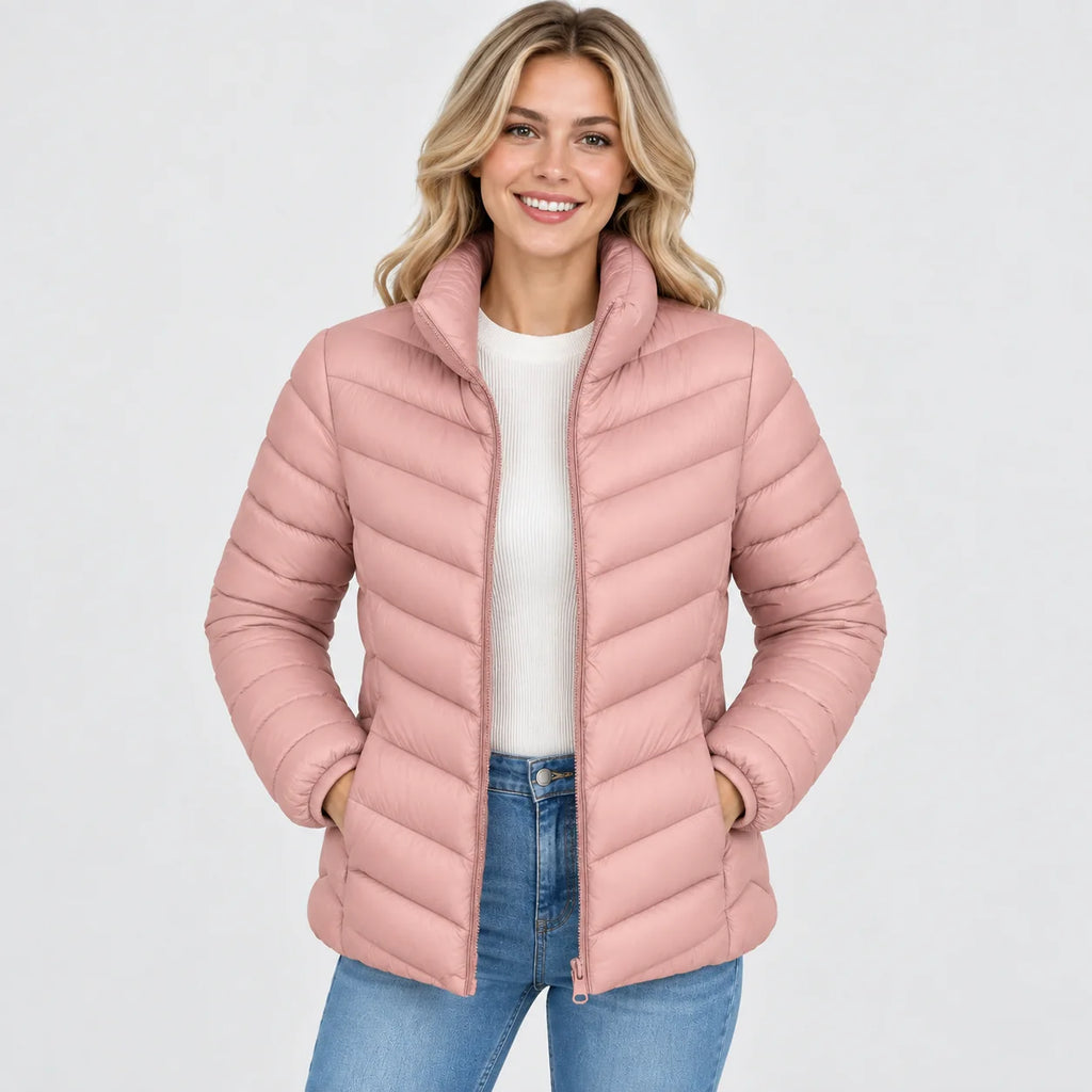 Women's Stand Collar Jacket - Quilted Elegant Style
