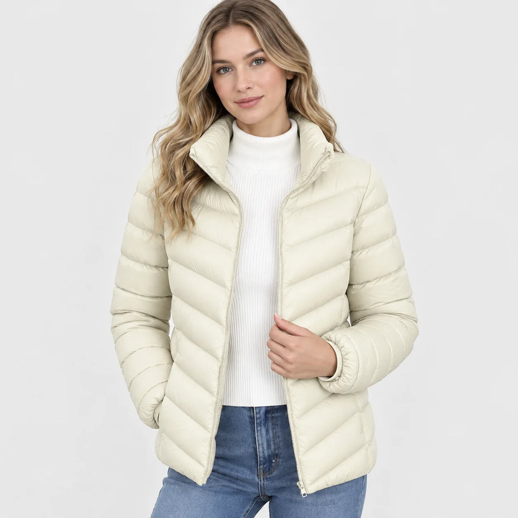 Women's Stand Collar Jacket - Quilted Elegant Style