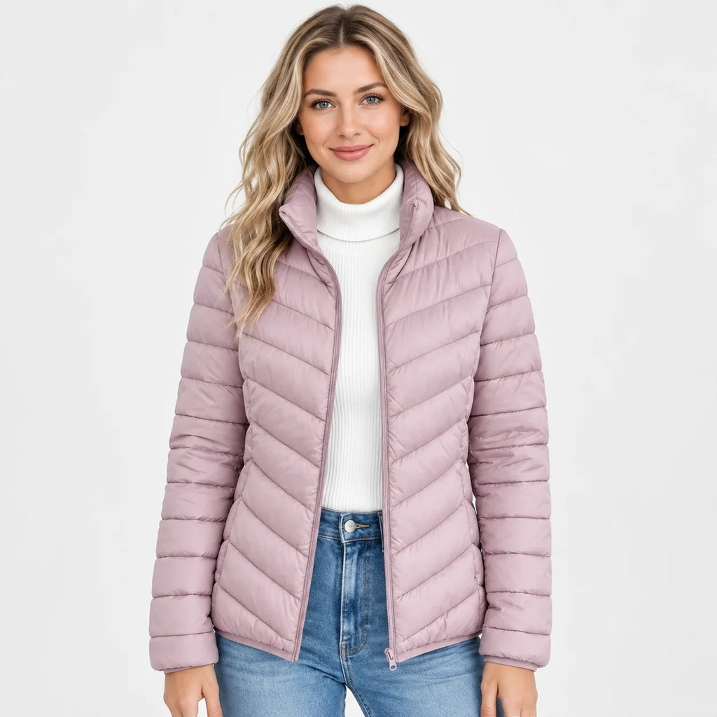 Women's Stand Collar Jacket - Quilted Elegant Style