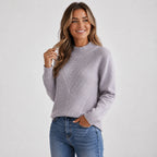 Women's Stand Collar Sweater - Rib-Knit Fall Winter Pullover