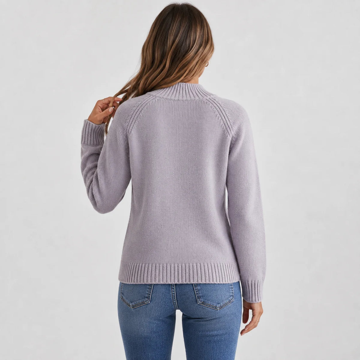 Women's Stand Collar Sweater - Rib-Knit Fall Winter Pullover