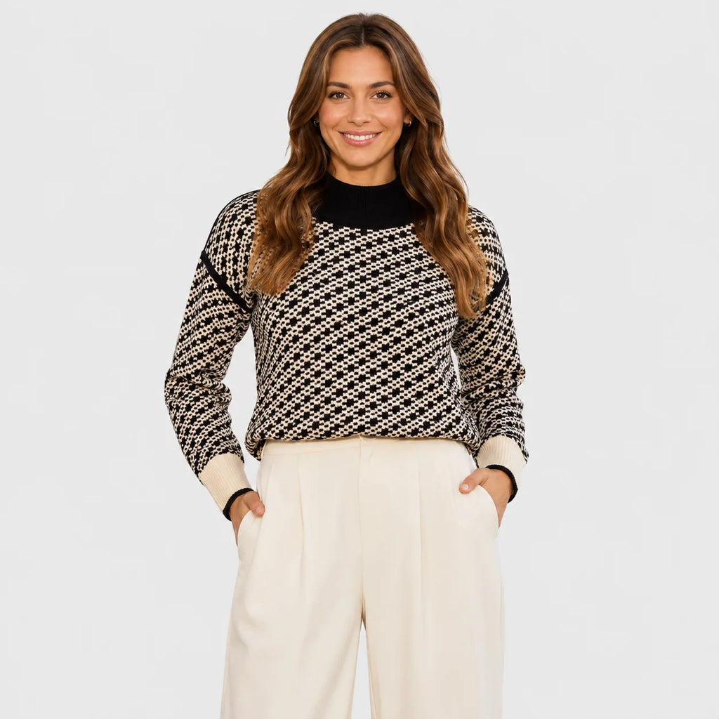 Women's Stand Collar Sweater - Viscose Blend Knit