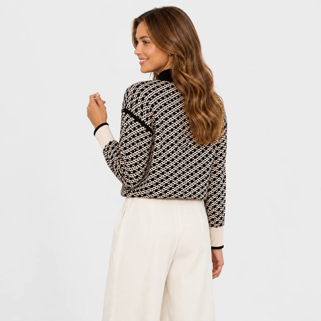 Women's Stand Collar Sweater - Viscose Blend Knit