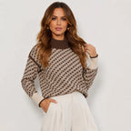 Women's Stand Collar Sweater - Viscose Blend Knit
