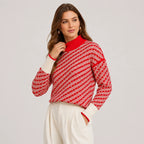Women's Stand Collar Sweater - Viscose Blend Knit