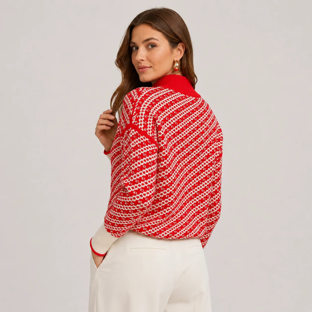 Women's Stand Collar Sweater - Viscose Blend Knit