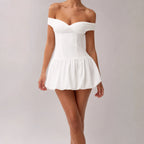 Olbia Off Shoulder Bubble Hem Mini Dress