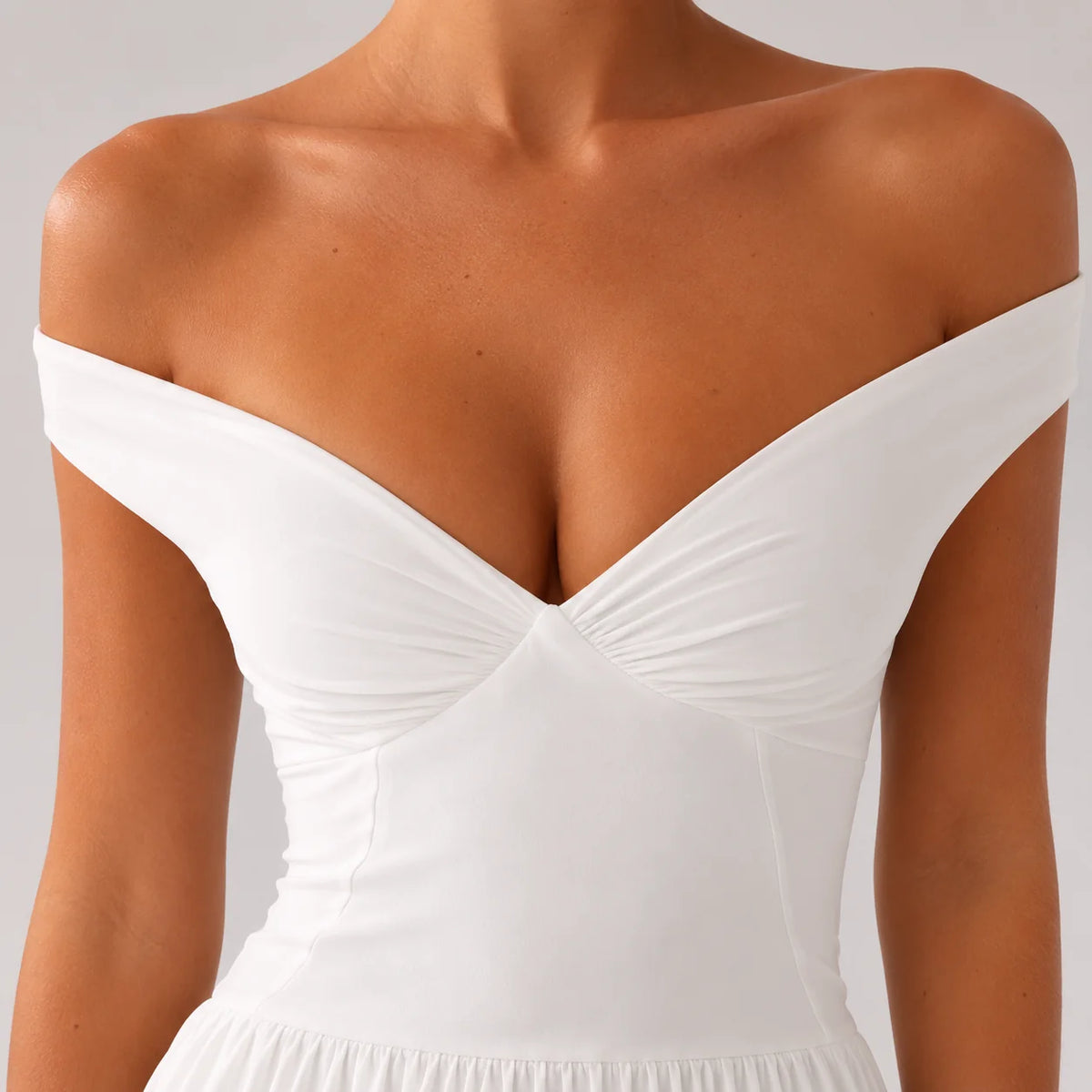 Olbia Off Shoulder Bubble Hem Mini Dress