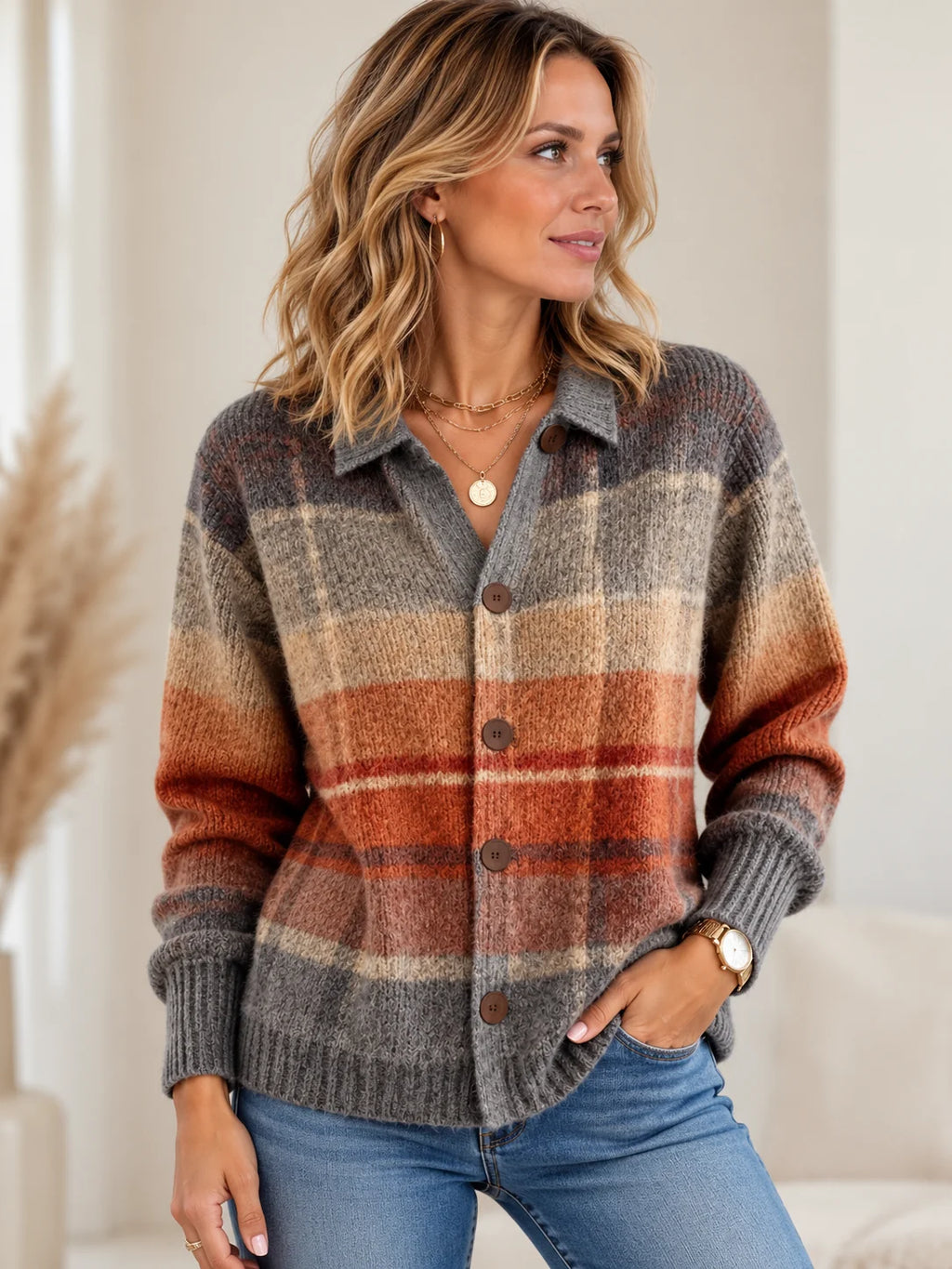 Orla | Plaid Button-Down Cardigan for Women