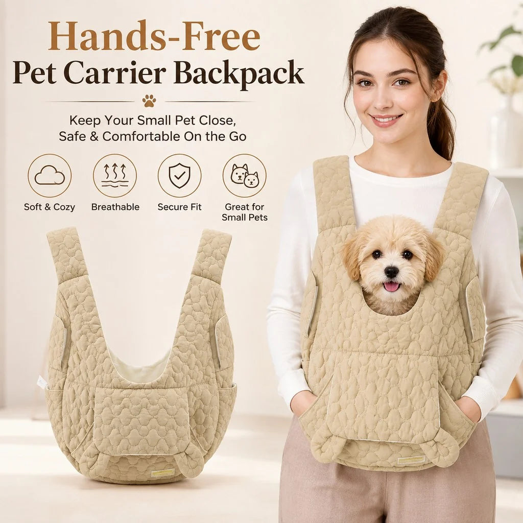 Hands-Free Front Pet Carrier Backpack for Small Dogs & Cats - Comfortable Carrying for Walks & Travel