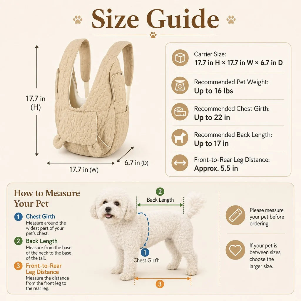 Hands-Free Front Pet Carrier Backpack for Small Dogs & Cats - Comfortable Carrying for Walks & Travel