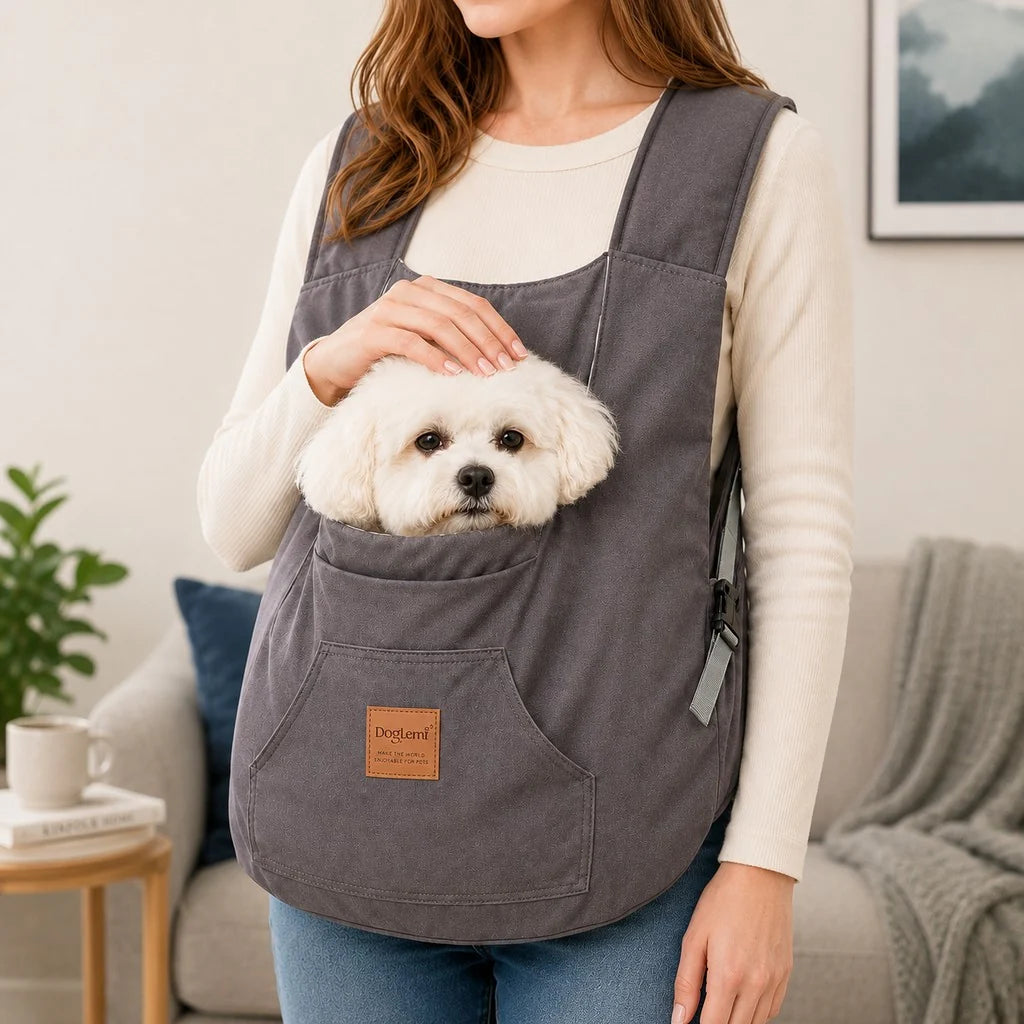 Hands-Free Front Pet Carrier for Small Dogs & Cats - Comfortable Carry for Walking, Shopping & Travel