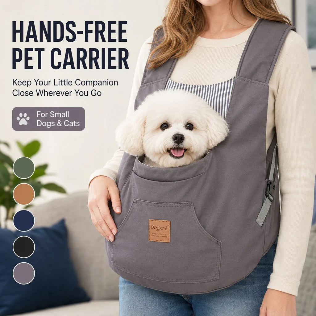 Hands-Free Front Pet Carrier for Small Dogs & Cats - Comfortable Carry for Walking, Shopping & Travel