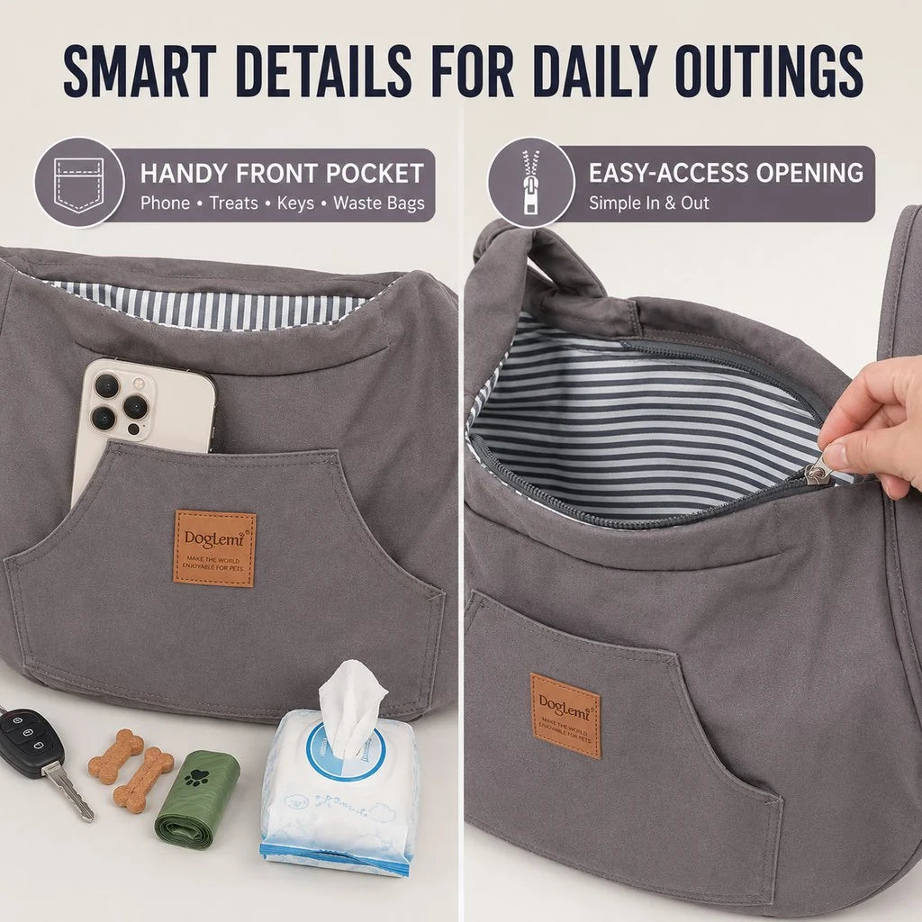 Hands-Free Front Pet Carrier for Small Dogs & Cats - Comfortable Carry for Walking, Shopping & Travel