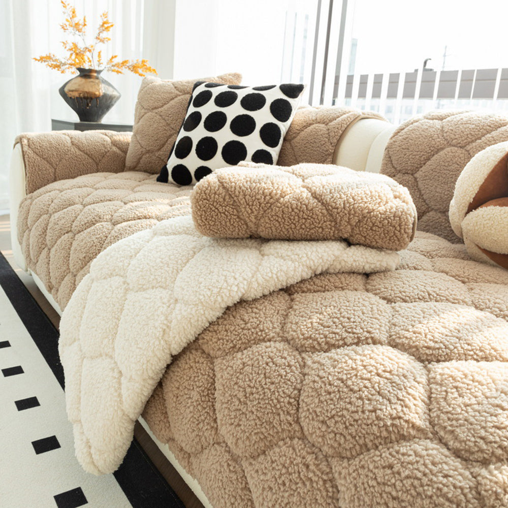 Sherpa Fleece Couch Cover for Dogs – Non-Slip Washable Sofa Protector for Sectionals