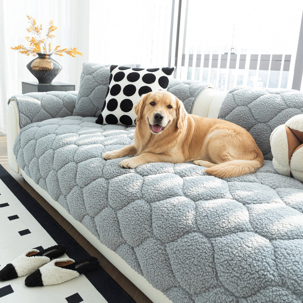 Sherpa Fleece Couch Cover for Dogs – Non-Slip Washable Sofa Protector for Sectionals
