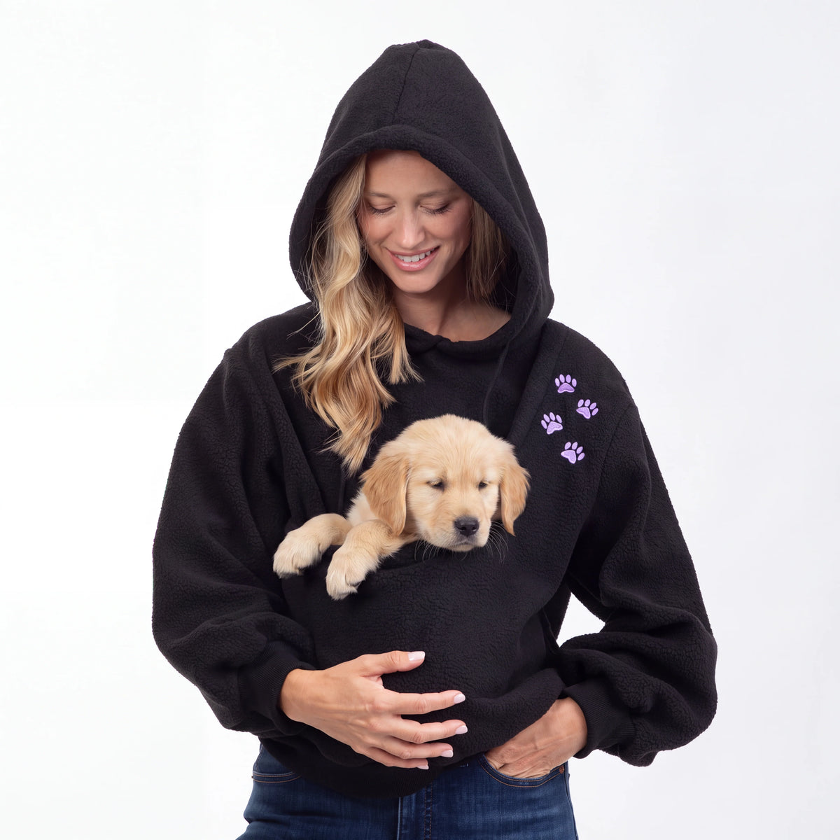 Pet Carrier Hoodie Sweatshirt | Fleece Dog & Cat Sling Hoodie with Front Pocket