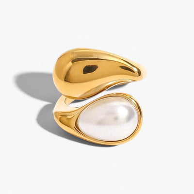 Sculptural Pearl Gold Wrap Ring