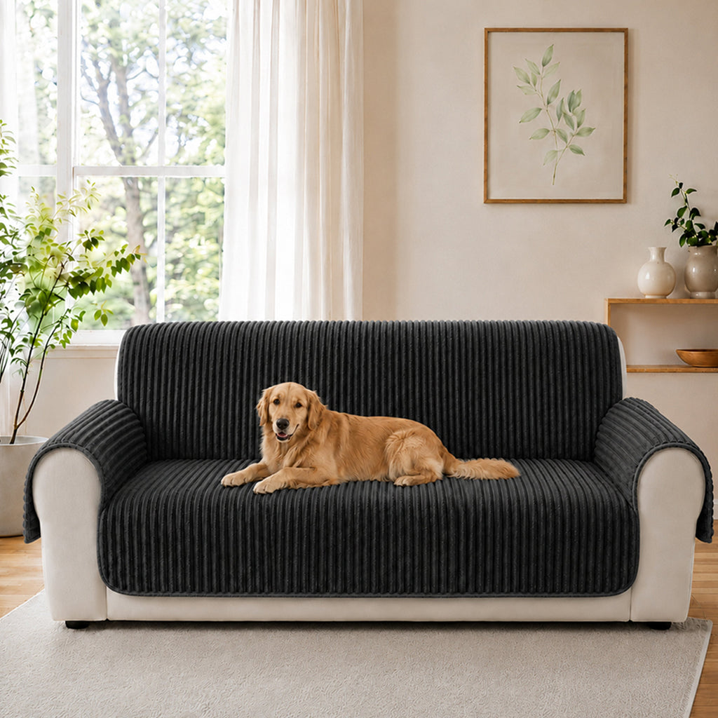 Plush Pet-Friendly Non-Slip One-Piece Sectional Couch Cover Recliner Couch Cover - Strips