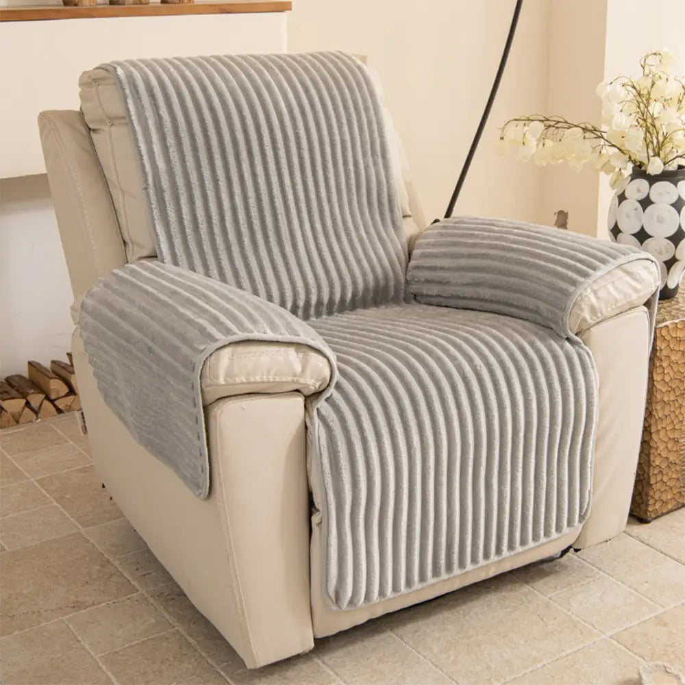 Plush Pet-Friendly Non-Slip One-Piece Sectional Couch Cover Recliner Couch Cover - Strips
