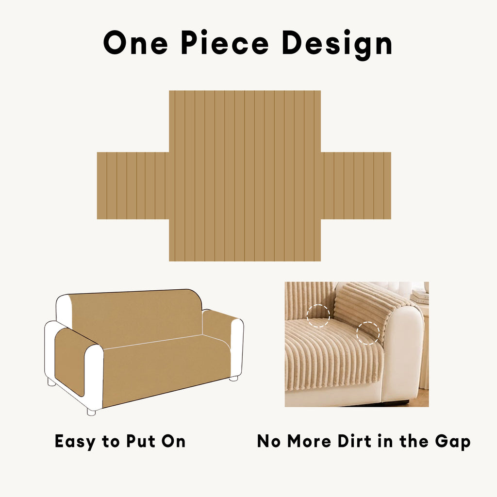 Plush Pet-Friendly Non-Slip One-Piece Sectional Couch Cover Recliner Couch Cover - Strips