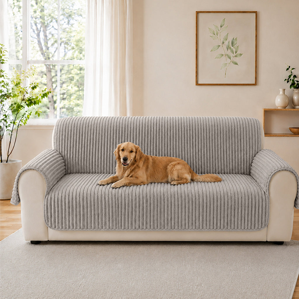 Plush Pet-Friendly Non-Slip One-Piece Sectional Couch Cover Recliner Couch Cover - Strips