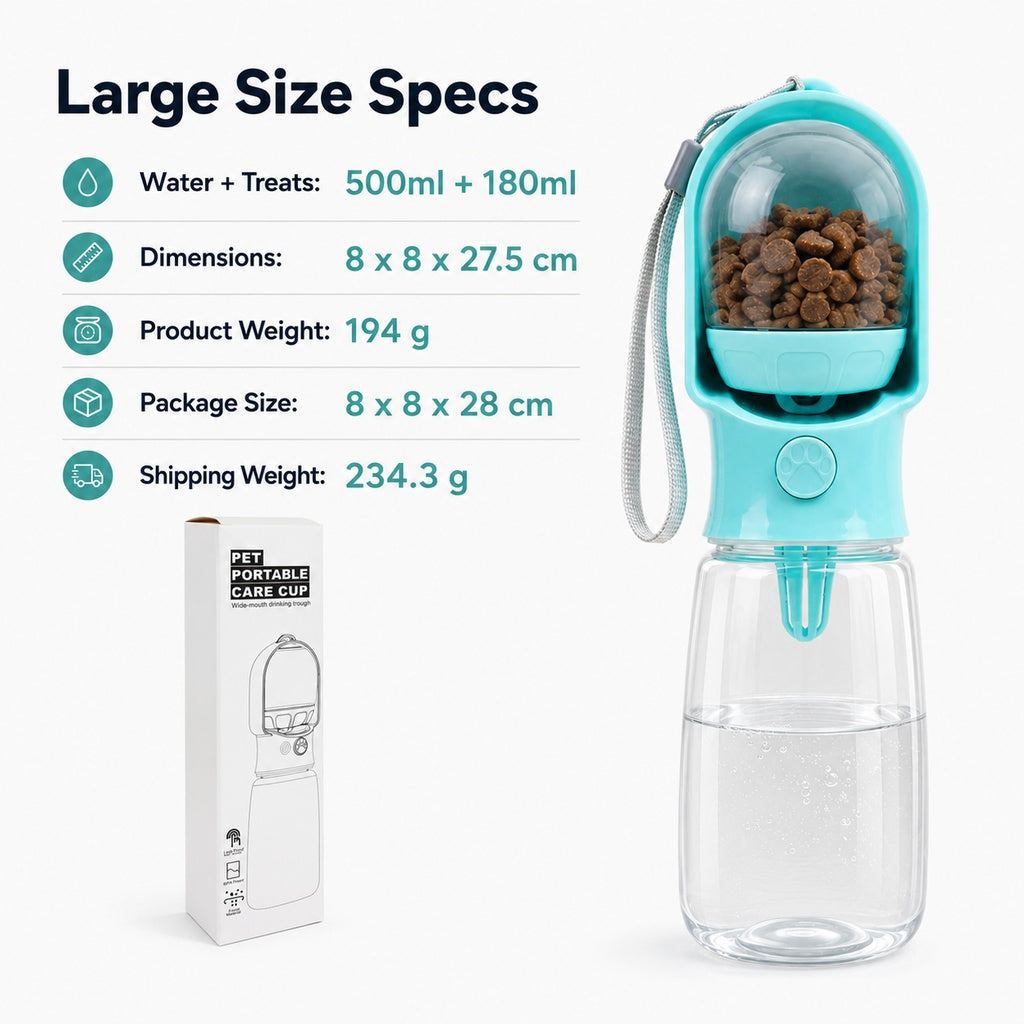 Portable 2-in-1 Pet Water & Food Bottle – Keep Dogs Hydrated & Fed on Walks, Hiking, or Travel