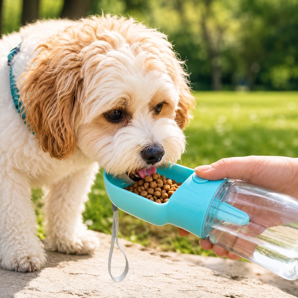 Portable 2-in-1 Pet Water & Food Bottle – Keep Dogs Hydrated & Fed on Walks, Hiking, or Travel