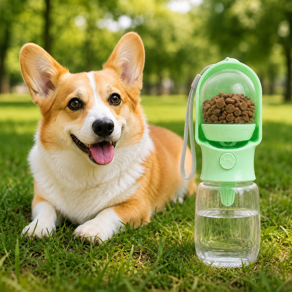 Portable 2-in-1 Pet Water & Food Bottle – Keep Dogs Hydrated & Fed on Walks, Hiking, or Travel