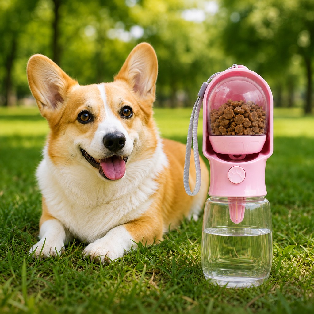 Portable 2-in-1 Pet Water & Food Bottle – Keep Dogs Hydrated & Fed on Walks, Hiking, or Travel