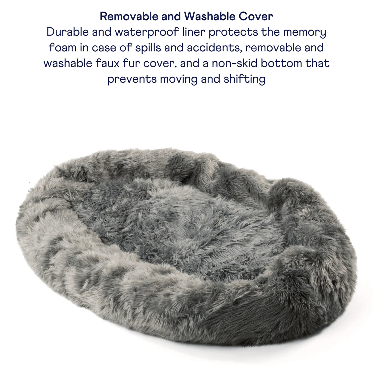Human-Size Faux Fur Memory Foam Dog Bed - Charcoal Grey