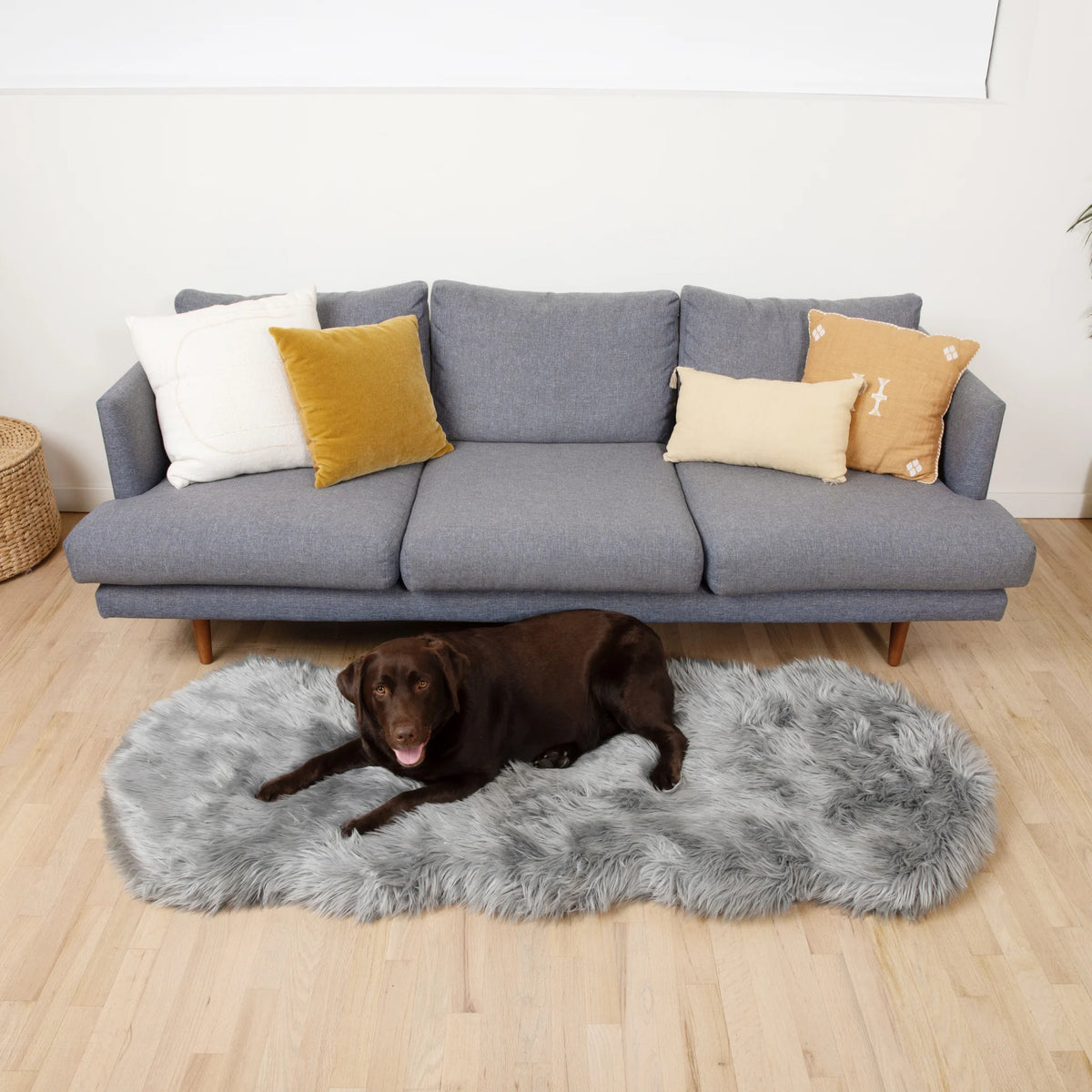 Runner Faux Fur Memory Foam Dog Bed - Charcoal Grey