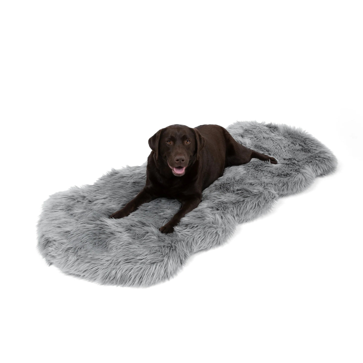 Runner Faux Fur Memory Foam Dog Bed - Charcoal Grey