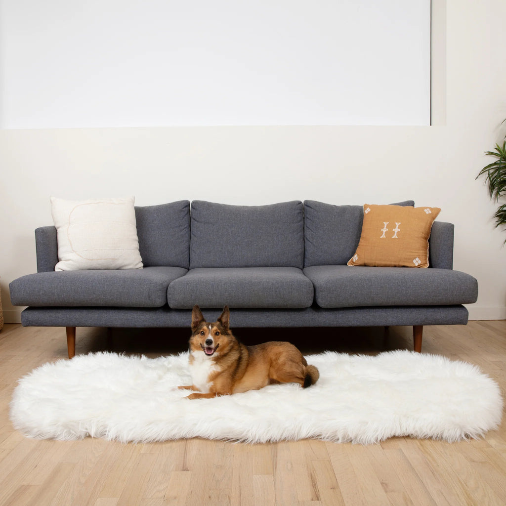 Runner Faux Fur Memory Foam Dog Bed - Curve Polar White