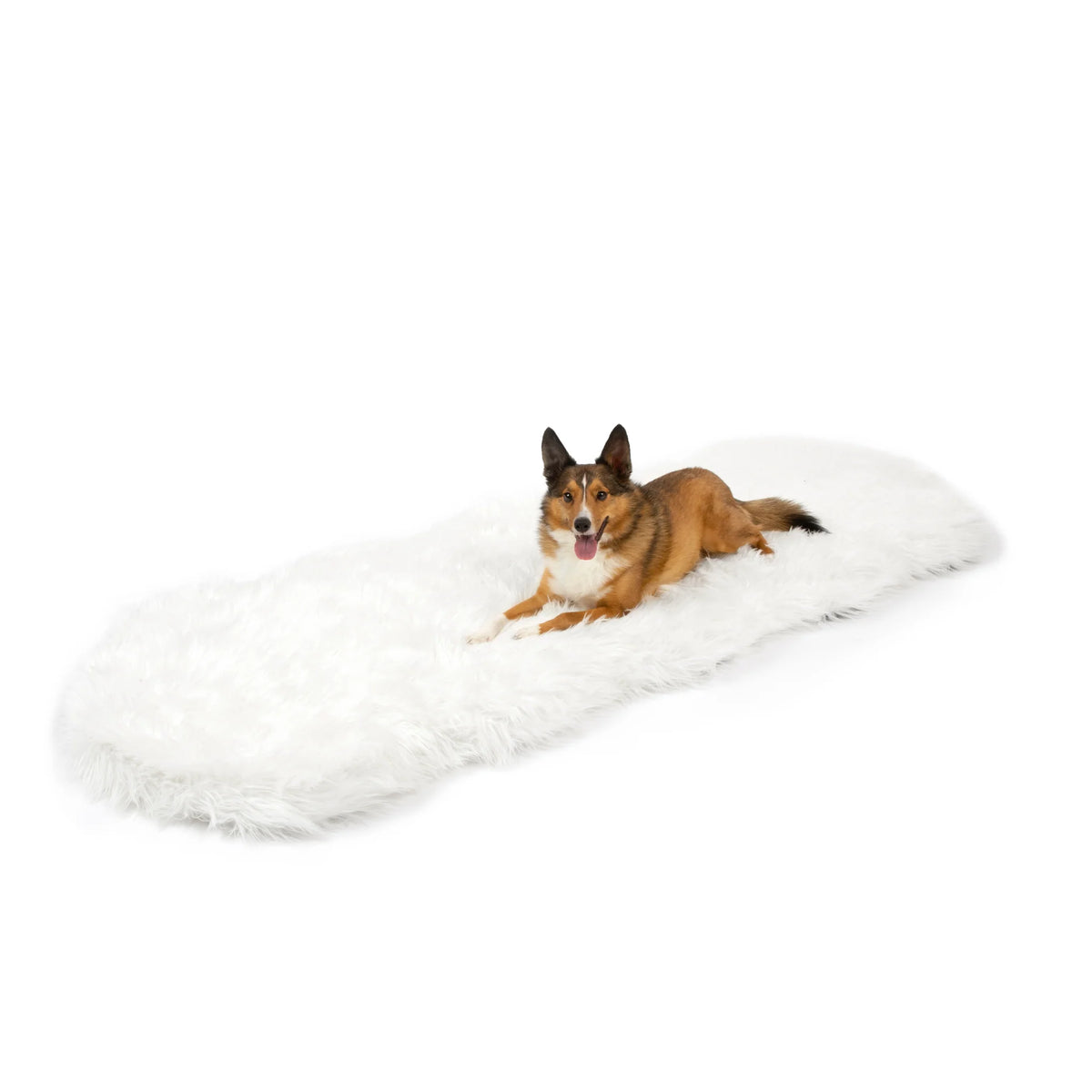 Runner Faux Fur Memory Foam Dog Bed - Curve Polar White