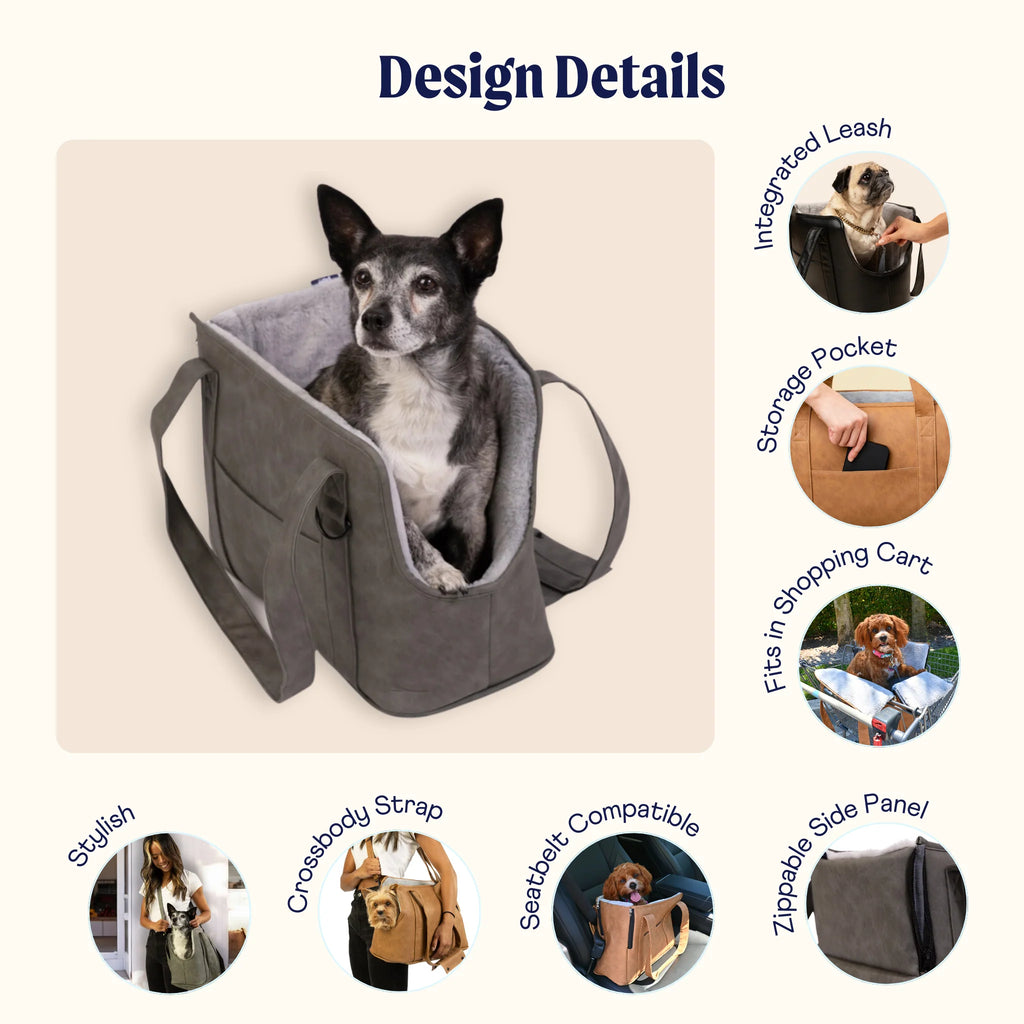 3-in-1 Faux Leather Dog Carrier Bag 2.0 - Camel