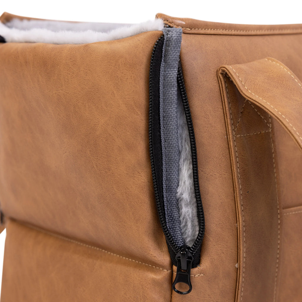 3-in-1 Faux Leather Dog Carrier Bag 2.0 - Camel